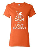 Ladies Keep Calm And Love Monkeys Ape Animal Lover Wild Funny T-Shirt Tee