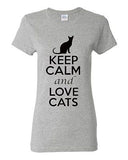 Ladies Keep Calm And Love Cats Cat Lover Pet Kitten Kitty Animals T-Shirt Tee
