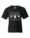 Guns Ugly Christmas Rifle Tree Grenade Funny Humor DT Youth Kids T-Shirt Tee