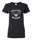 Ladies This Girl Loves Bacon Favorite Breakfast Meat Pork Food Meal T-Shirt Tee