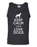 Keep Calm And Love Dogs Pet Humor Novelty Statement Graphics Adult Tank Top