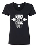 V-Neck Ladies Suns Out Guns Out Gym Work Out Flex Training Funny T-Shirt Tee