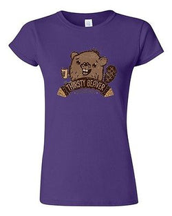 Junior Thirsty Beaver Log Cute Animal BeanePod Artworks Art Funny DT T-Shirt Tee