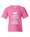 Keep Calm And Love Cows Livestock Novelty Statement Youth Kids T-Shirt Tee