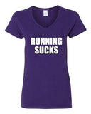V-Neck Ladies Running Sucks Train Exercise Training Work Out Funny T-Shirt Tee