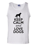 Keep Calm And Love Dogs Pet Humor Novelty Statement Graphics Adult Tank Top