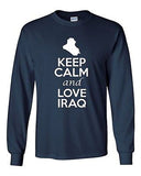Long Sleeve Adult T-Shirt Keep Calm And Love Iraq Country Nation Patriotic
