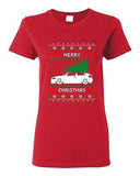 Ladies Merry Christmas Ugly Xmas Car Tree Funny Humor DT T-Shirt Tee