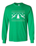 Long Sleeve Adult T-Shirt Guns Ugly Christmas Tree Rifle Grenade Funny Humor DT