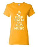 Ladies Keep Calm And Play Music Musician Choir Band Notes Sound Fun T-Shirt Tee