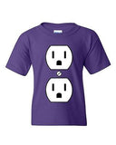 Plug Outlet Face Party Costume Funny Humor DT Youth Kids T-Shirt Tee