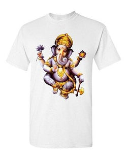 Adult White Om Aum Ganpati Jai Ganesh Hindu Hinduism Religion DT T-Shirt Tee