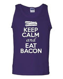 Keep Calm And Eat Bacon Breakfast Novelty Statement Graphics Adult Tank Top