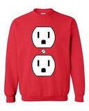 Plug Outlet Face Party Costume Funny Humor DT Novelty Crewneck Sweatshirt