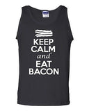 Keep Calm And Eat Bacon Breakfast Novelty Statement Graphics Adult Tank Top