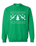 Guns Ugly Christmas Tree Grenade Funny Humor DT Novelty Crewneck Sweatshirt