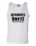 Introverts Unite Separately Geek Funny Novelty Statement Graphics Adult Tank Top