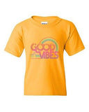 Good Vibes 70's Rainbow Retro BeanePod Artworks Art Funny Youth Kids T-Shirt Tee