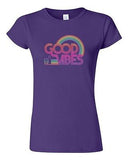 Junior Good Vibes 70's Thumbs Up Rainbow BeanePod Artworks Funny DT T-Shirt Tee