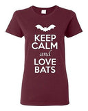 Ladies Keep Calm And Love Bats Fly Night Animal Lover Wild Funny T-Shirt Tee