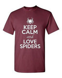 Keep Calm And Love Spiders Arachnids Animal Lover Funny Humor Adult T-Shirt Tee