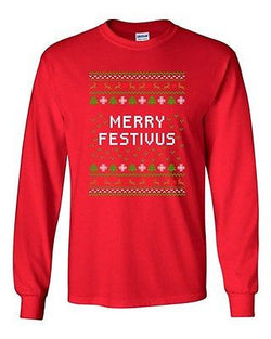 Long Sleeve Adult T-Shirt Merry Festivus Ugly Christmas Season Parody Funny DT