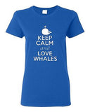 Ladies Keep Calm and Love Whales Animal Love Sea Life Whale Lover T-Shirt Tee