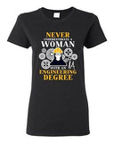 Ladies Never Underestimate A Woman With Engineering Degree Funny DT T-Shirt Tee