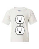 Plug Outlet Face Party Costume Funny Humor DT Youth Kids T-Shirt Tee