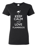Ladies Keep Calm And Love Flamingos Birds Animal Lover Wild Funny T-Shirt Tee