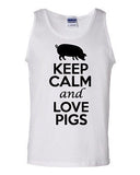 Keep Calm And Love Pigs Boar Humor Novelty Statement Graphics Adult Tank Top