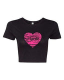 Crop Top Ladies Psycho Heart Love Pink Couple Cute Funny Humor DT T-Shirt Tee