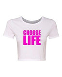 Crop Top Ladies Choose Life Wham 80's Cool Retro Funny Humor T-Shirt Tee