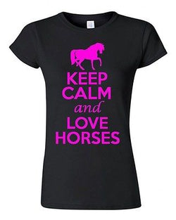 Junior Keep Calm and Love Horses Novelty Horse Lover Shirt T-Shirt Tee Shirt