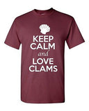 Keep Calm And Love Clams Shell Sea Animal Lover Funny Humor Adult T-Shirt Tee