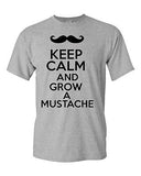 Keep Calm And Grow A Mustache Funny Novelty Statement Graphics Adult T-Shirt Tee