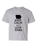 Keep Calm And Love Iowa State Novelty Statement Youth Kids T-Shirt Tee