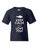 Keep Calm And Love Fish Fishing Ocean Marine Animal Lover Youth Kids T-Shirt Tee