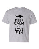 Keep Calm And Love Fish Fishing Ocean Marine Animal Lover Youth Kids T-Shirt Tee