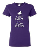 Ladies Keep Calm and Play Piano Pianist Musician Music Lover Jazz T-Shirt Tee