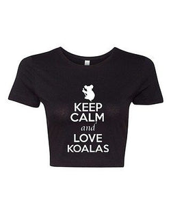 Crop Top Ladies Keep Calm And Love Koalas Koala Bear Animal Lover T-Shirt Tee