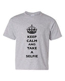 Keep Calm And Take A Selfie Crown King Camera Funny DT Youth Kids T-Shirt Tee