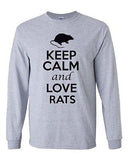 Long Sleeve Adult T-Shirt Keep Calm And Love Rats Rodents Animals Rat Lover