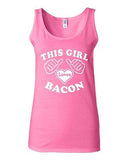 Junior This Girl Loves Bacon Funny Humor Favorite Cured Meat Graphic Tank Top