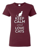 Ladies Keep Calm And Love Cats Cat Lover Pet Kitten Kitty Animals T-Shirt Tee