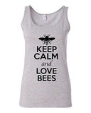 Junior Keep Calm And Love Bees Honey Insects Animal Lover Sleeveless Tank Tops