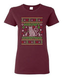 Ladies Meowy Cat Animals Kitten Pet Ugly Christmas DT T-Shirt Tee