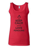 Junior Keep Calm And Love Penguins Birds Novelty Statement Tank Top