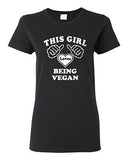 Ladies This Girl Loves Being A Vegan Vegetarian Vegetables Lover T-Shirt Tee