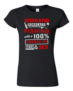 Junior Weekend Forecast Fishing With 100% Chance Beer Sex Funny DT T-Shirt Tee